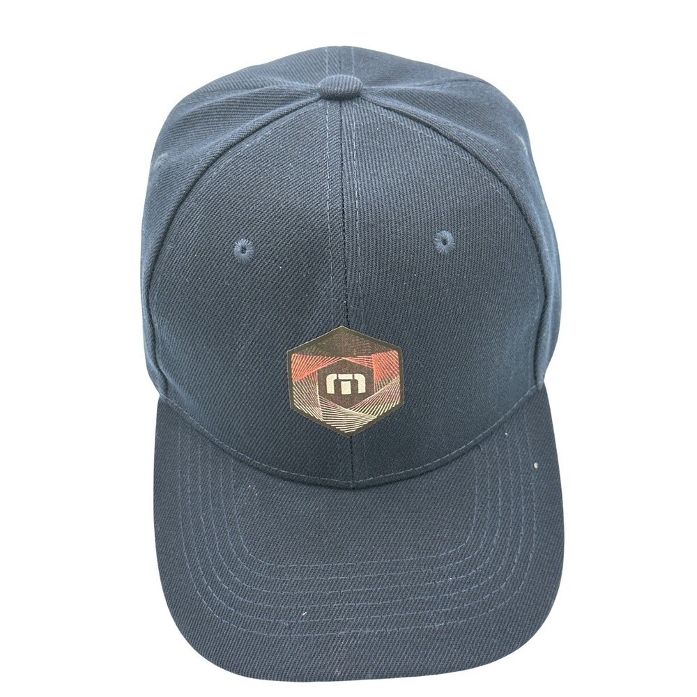Mens Navy Blue Golf Hat w/Vinyl Logo Patch Adjustable